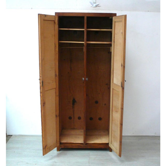 Rustic Antique Locker Cabinet with 2 Doors in Wood, 1890s For Sale - Image 3 of 11