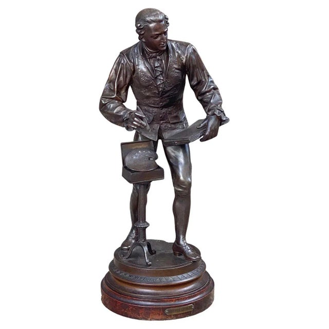 Large French Bronze Spelter Figure of an Artist, After Mathurin Moreau For Sale - Image 13 of 13