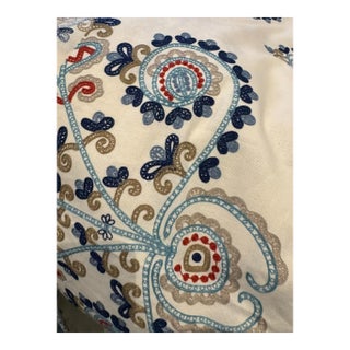 Schumacher Estrella Indigo Spice Embroidery Fabric 2 Yards For Sale