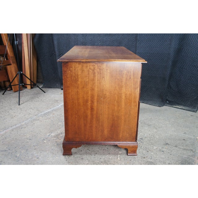 1970s Mid Century Cherry American Colonial Style Kneehole Office Writing Desk 47" For Sale - Image 9 of 12