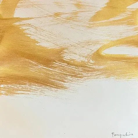 Gold No.66 Fanyu Lin 2023 Sumi Ink 6 x 6 in. (15.24 x 15.24 cm) Abstract expressionist art by Fanyu Lin, featuring...