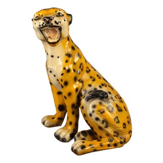 Large Vintage Ceramic & Plaster Cheetah Sculpture, 1960s For Sale