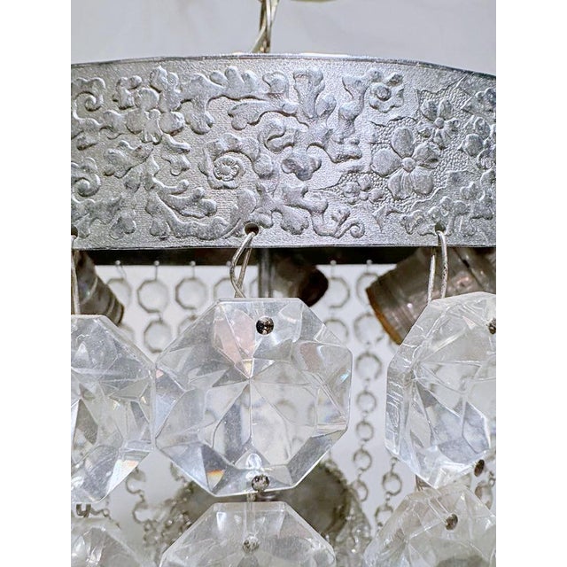 Mid Century Italian Silver Basket Chandelier For Sale In New York - Image 6 of 7