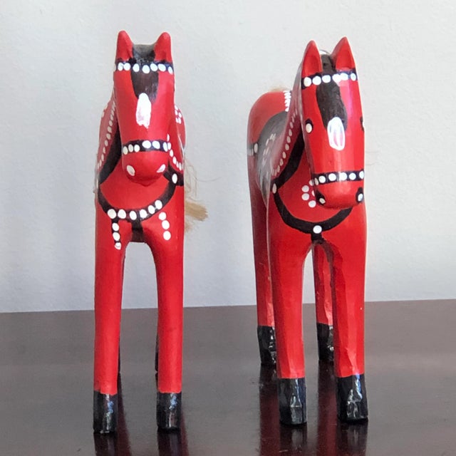 Late 20th Century Vintage Handcrafted European Wooden Folk Art Horses — a Pair For Sale - Image 5 of 11
