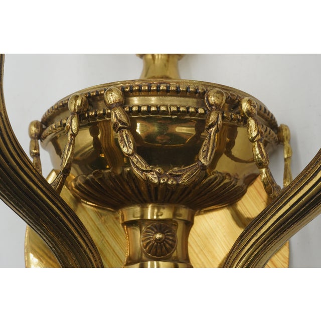 1960s Pair Brass French Regency Style Lighted Wall Sconces For Sale In Philadelphia - Image 6 of 9