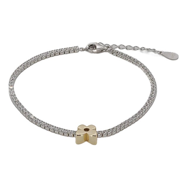 Gold Butterfly Diamond Tennis Bracelet For Sale