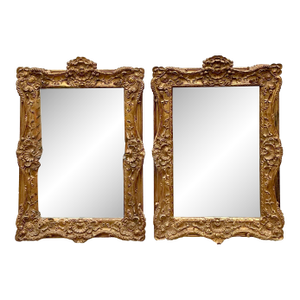 Vintage Regency Monumental Gilt Mirrors - a Pair