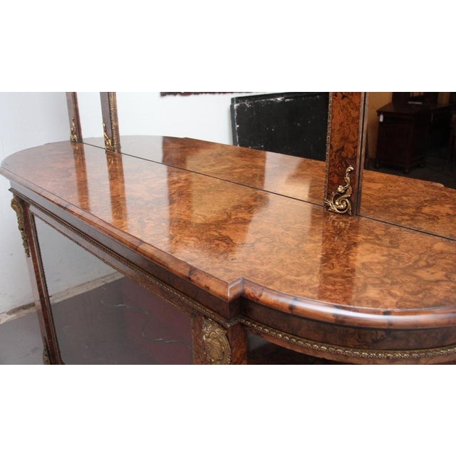 Brown Antique 19th Century Burr Walnut Mirror Credenza, 1860s For Sale - Image 8 of 18