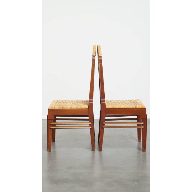 Art Deco Dining Chairs with Wicker Seat and Backrest, Set of 4 For Sale - Image 8 of 18