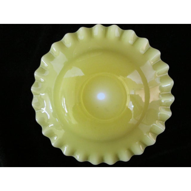Antique Yellow Ruffled Art Glass Finger Bowl With Underplate | Chairish