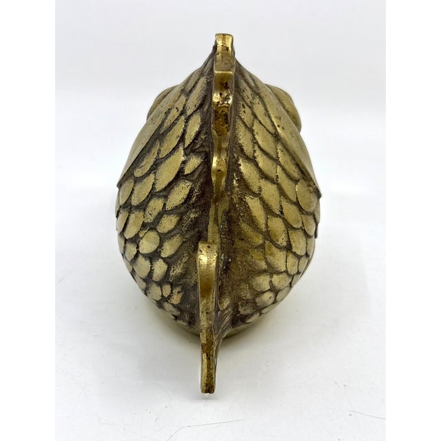 Vintage Solid Brass Happy Koi Fish Ashtray Cigar Open Mouth 1950's Soap Dish For Sale In New York - Image 6 of 7