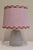 1970s Vintage Table Lamp with Frosted Relief Glass Base and Pink Fabric Shade, 1970s For Sale - Image 5 of 9