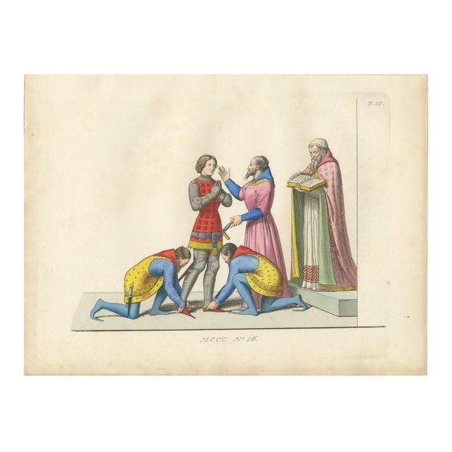 Paolo Mercuri, Creation of a Knight Ceremony, 1860s, Litograph on Paper For Sale - Image 9 of 9