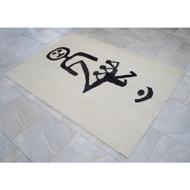 Paul Klee Unfall Inspired Hand Woven Area Rug New 4′ × 5′10″ For Sale - Image 9 of 13