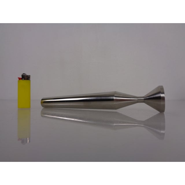 1960s Minimalist Satin-Finish Steel Vase, Germany, 1960s For Sale - Image 5 of 9