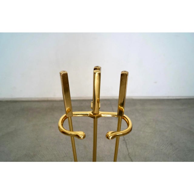 Maison Jansen 1960’s Solid Brass Chimney Fireplace Tools For Sale - Image 4 of 12