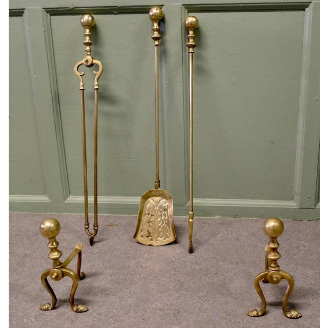 Gothic Fireside Tools on Andiron Rests, Set of 5 For Sale - Image 5 of 8