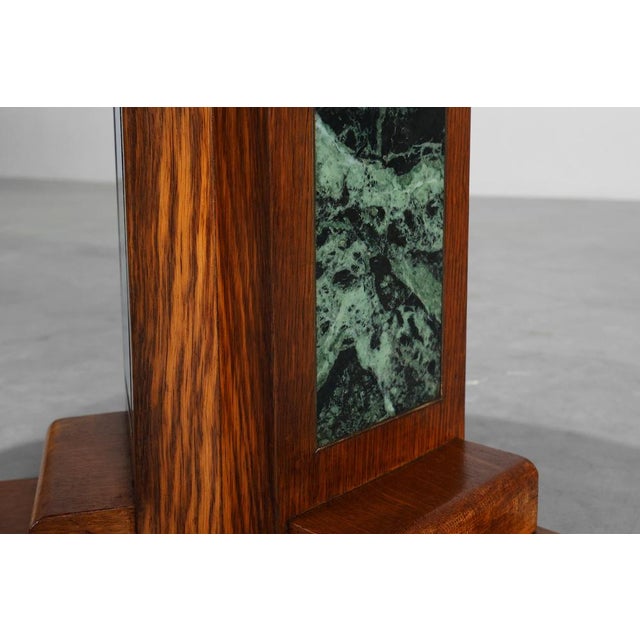 Art Deco Coffee Table in Oak and Green Marble, France, 1920 For Sale - Image 10 of 12