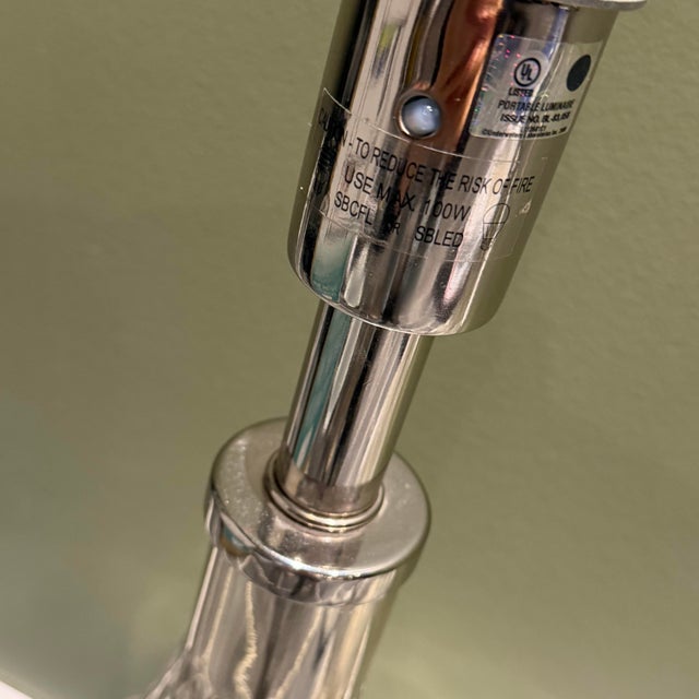 2000 - 2009 Vintage Pair Chapman Luxury Silver Teardrop Glass Table Lamps Heavy Ribbed Decor For Sale - Image 5 of 11