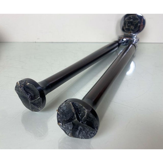 Brutalist Bathroom Set in Nickel-Plated Brass with Relief Stone, 1970s, Set of 5 For Sale - Image 11 of 18