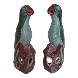 Vintage Chinese Export Parrots a Pair For Sale