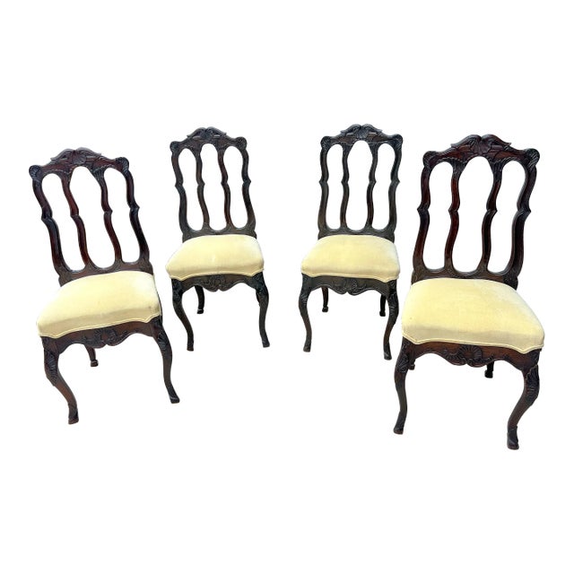 1920s French Louis XV Style Oak Dining Chairs- Set of 4 For Sale