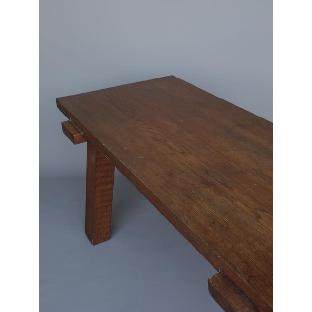 Brutalist French Peg Table in Oak, 1940s For Sale - Image 10 of 17