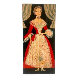 George Nathan, Colonial Woman, 1960s, Painting on Board For Sale