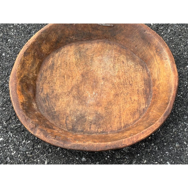 Indian Large 19th C. Hand Carved Parat Indian Single Piece Wooden Dough Bowl For Sale - Image 3 of 8