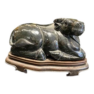 1960s Asian Black Stone Buffalo Statue For Sale