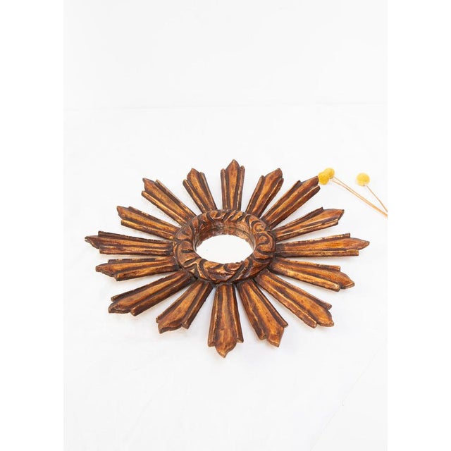 1950s Vintage Witch's Eye Convex Floor Mirror in Gilt Wood, 1950s For Sale - Image 5 of 6