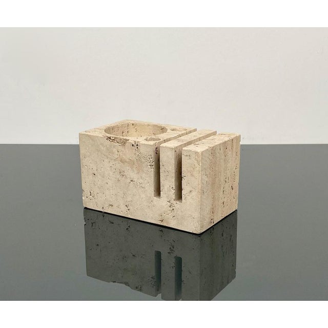 Italian Desk Accessory in Travertine by Fratelli Mannelli, 1970s For Sale - Image 4 of 17