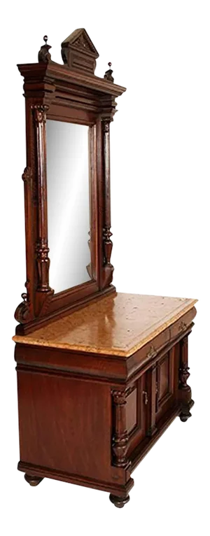19th Century Italian Walnut Mirrored Dressing Table