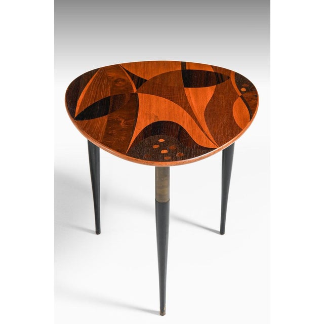 1960s Side Table in Brass, Lacquer and Wood from Bodafors Möbelfabrik, 1960s For Sale - Image 5 of 6