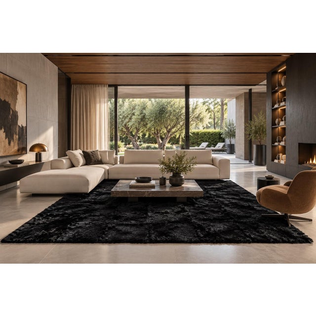 An exceptional Minotti Alps Rug, designed by Minotti Studio in Italy in 2015. This luxurious, oversized black sheepskin...