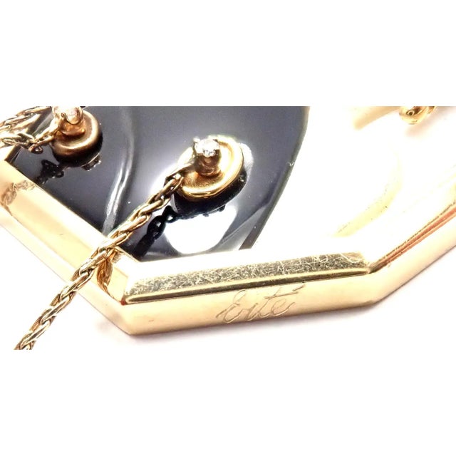 1970s Erté Folies Diamond Onyx Mother of Pearl Yellow Gold Necklace and Earrings Set, 3 Pieces For Sale In Philadelphia - Image 6 of 10