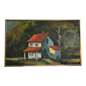 "Peaceful Street" Contemporary Original Landscape Acrylic Painting by Curt Hitch, Framed