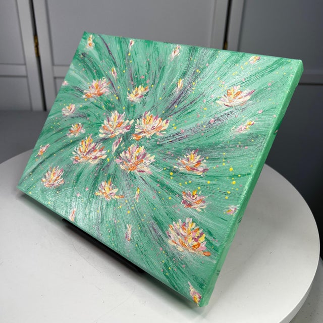 Flowering 9 Stretched Canvas Original Acrylic 8" X 10" Painting Floral Wall Art For Sale - Image 4 of 7