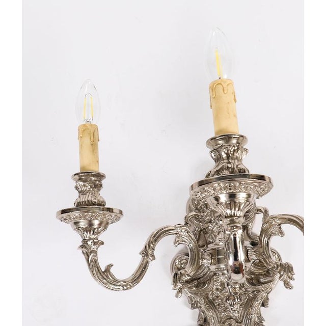 Antique French Silver Plated Wall Lights, 1890s, Set of 4 For Sale - Image 11 of 14