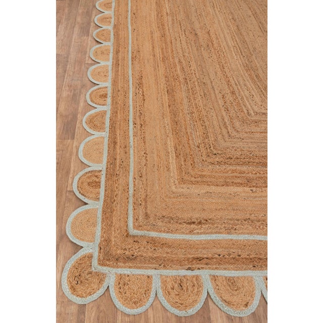 Not Yet Made - Made To Order Soft Sea Green Jute Scallop Hand Made Rug - 2.5x12 Ft. For Sale - Image 5 of 9