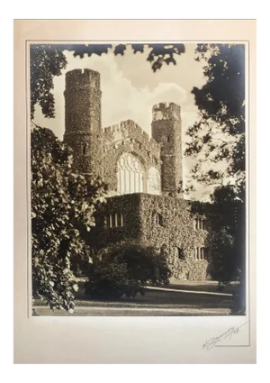 Silverprint Photograph of Gothic English Building w/Ivy 1929
