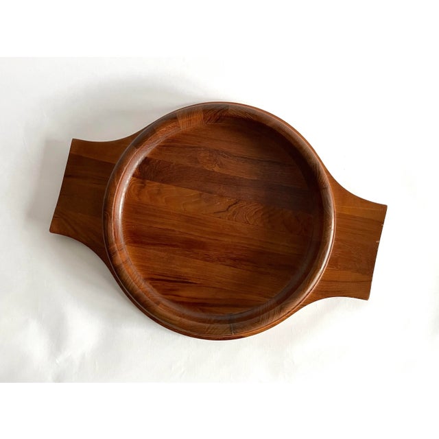 Mid-Century Modern 1960s Danish Modern Teak Handled Serving Tray and Bowl by Jens Quistgaard for Dansk For Sale - Image 3 of 11