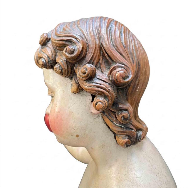 Wood Italian Artist, Baby Jesus with Heart, 17th Century, Polychrome Lacquered Wood For Sale - Image 7 of 10
