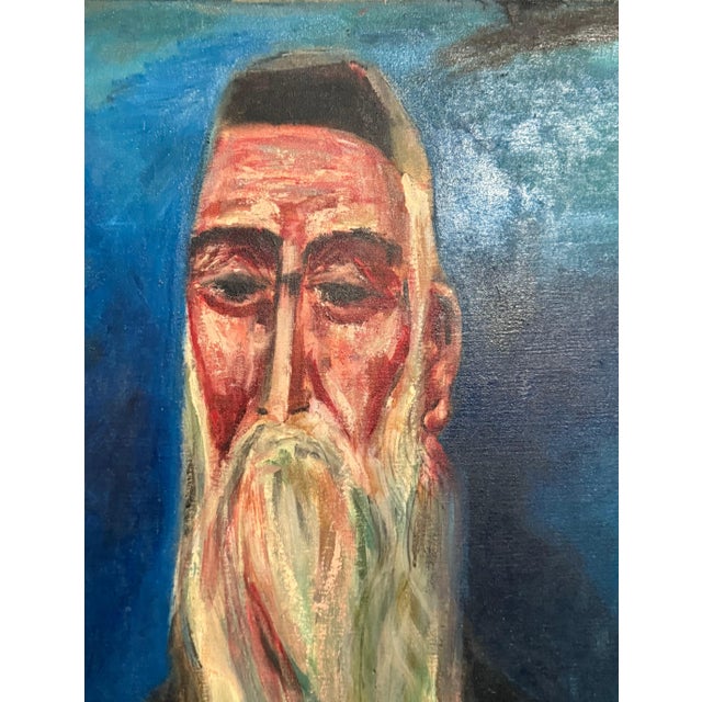 Nahum Tschacbasov, Rare 1946 WWII Judaica Abstract Oil Painting Nahum Tschacbasov WPA Artist Rabbi, 1946 For Sale - Image 10 of 12