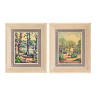 Hartwell Ayles Landscape Scenes Oil on Panel, 2 For Sale