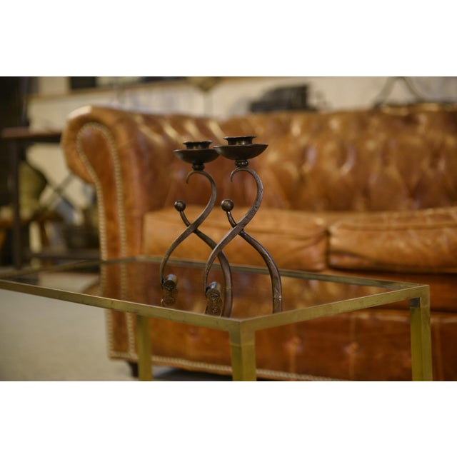 1940s Wrought Iron Candlesticks by Charles Piguet, 1940s, Set of 2 For Sale - Image 5 of 10