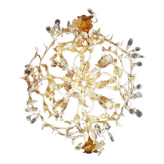 Vintage Tole With Murano Flower For Sale