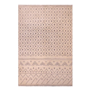 Rustic Beige/Gray High Low Wool Rug - 7'11'' X 10'3'' For Sale