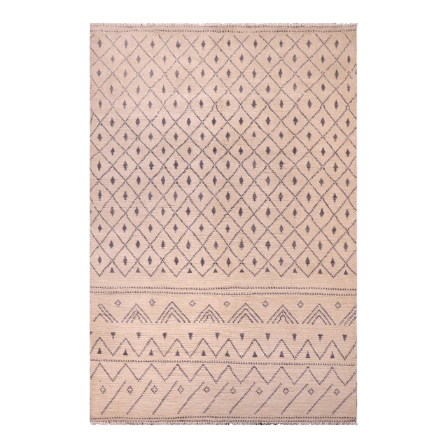 Rustic Beige/Gray High Low Wool Rug - 7'11'' X 10'3'' For Sale