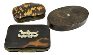 19th Century Set of 3 Victorian Horn Snuff or Trinket Boxes